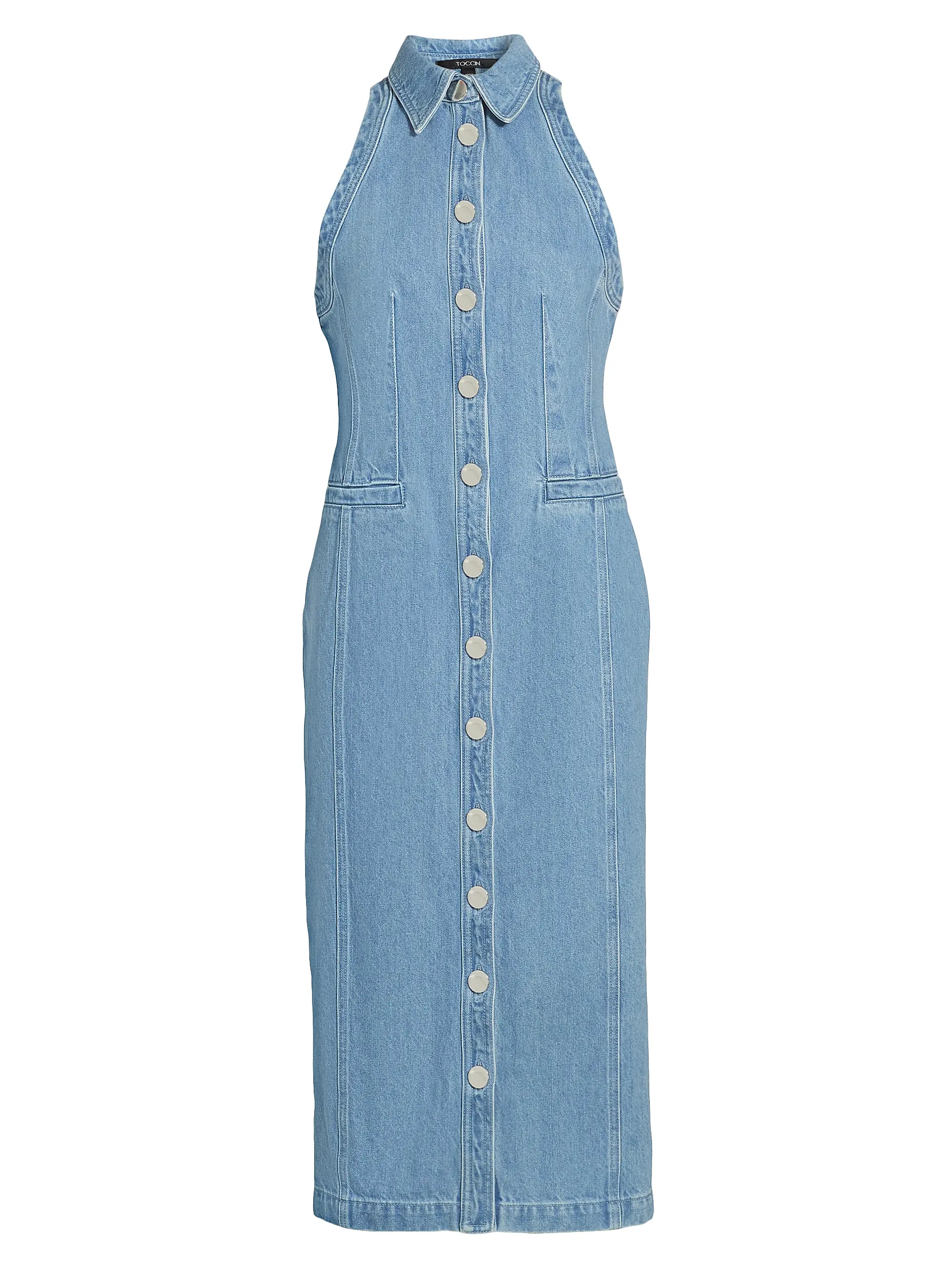 Palmer Washed-Denim Button-Front Midi-Dress | Saks Fifth Avenue
