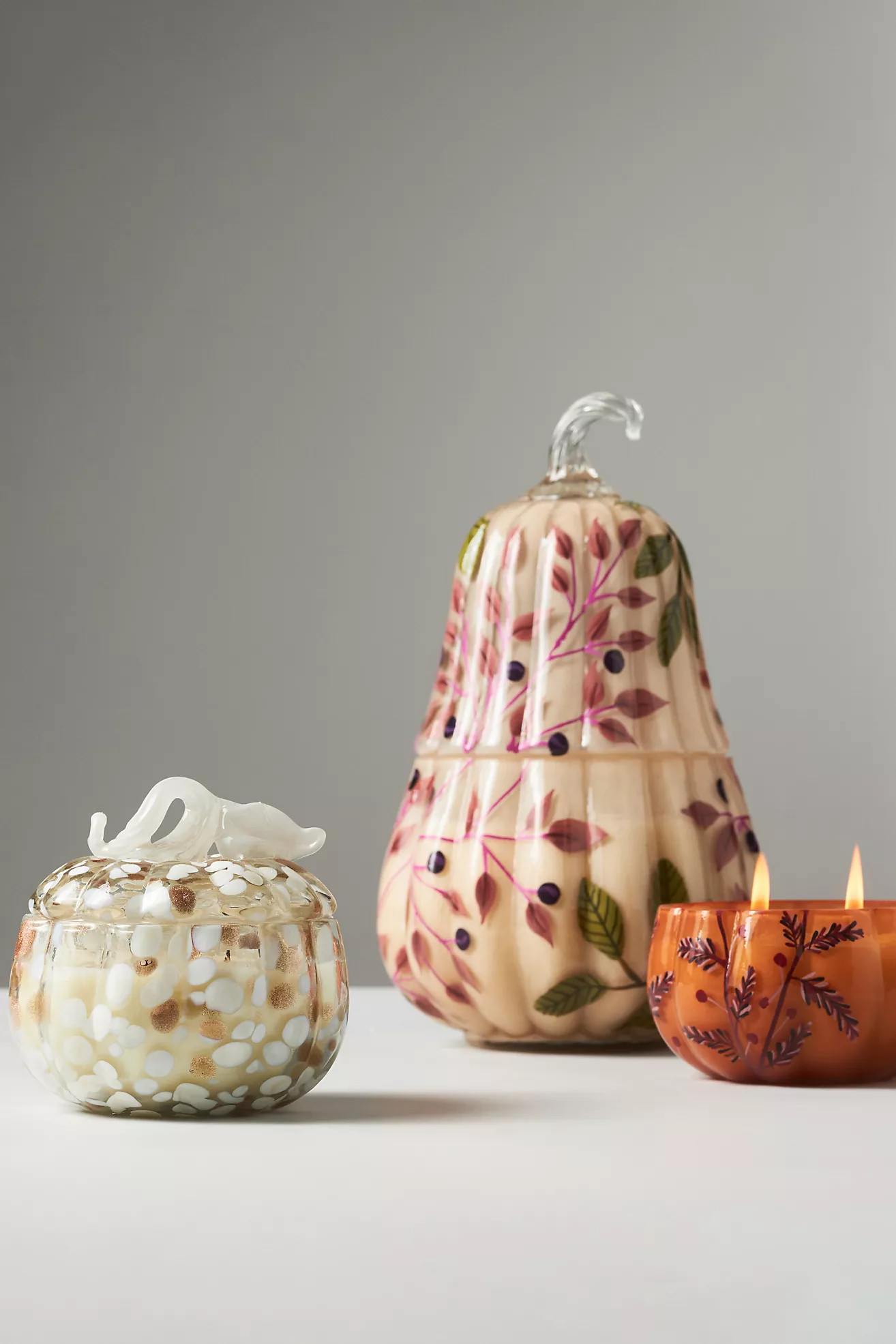 Cheena White Birch & Pumpkin Glass Pumpkin Candle | Anthropologie (US)