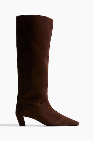 H & M - Knee-high leather boots - Brown | H&M (UK, MY, IN, SG, PH, TW, HK)