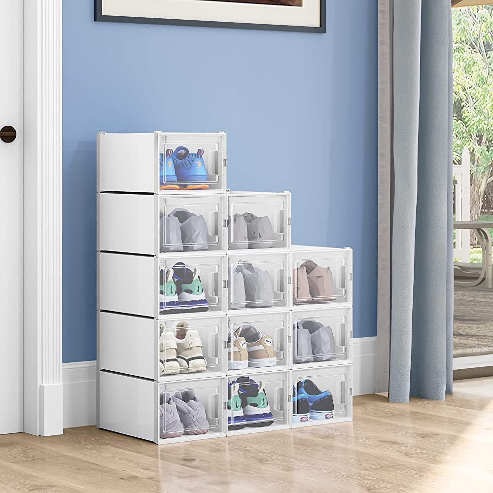 YITAHOME Shoe Box, Set of 12 Shoe Storage Organizers Stackable Shoe Storage Box Rack Clear Drawer... | Amazon (US)
