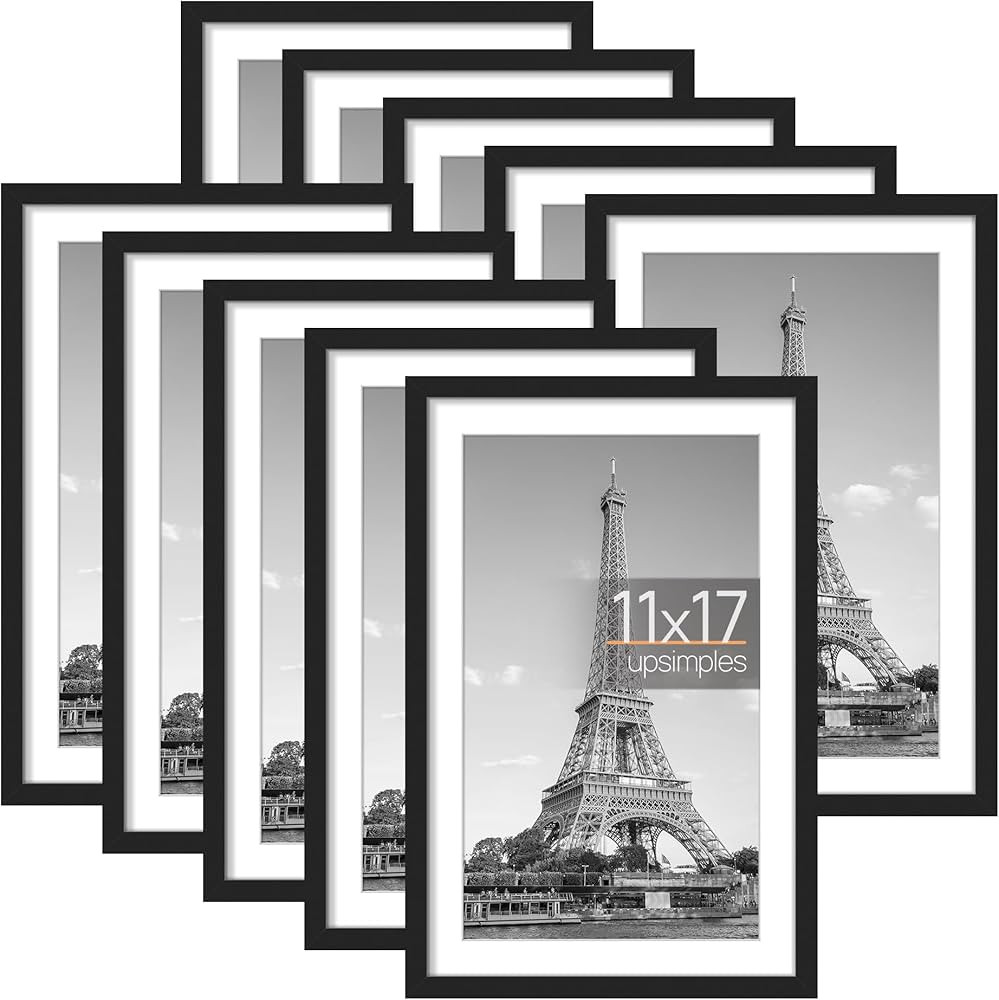 upsimples 11x17 Picture Frame Set of 10, Display Pictures 9x15 with Mat or 11x17 Without Mat, Mul... | Amazon (US)