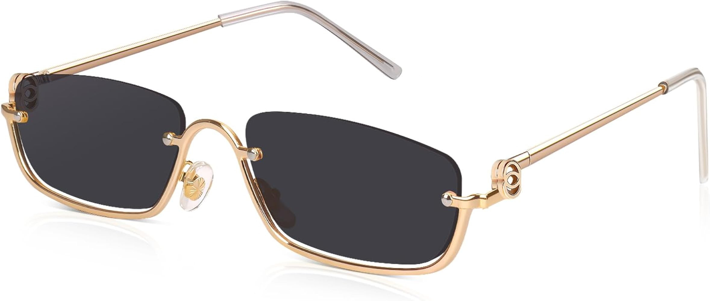 DrRelax Small Rectangle Sunglasses for Women Retro Half Metal Frame Driving Sun Glasses 90's Y2k ... | Amazon (US)
