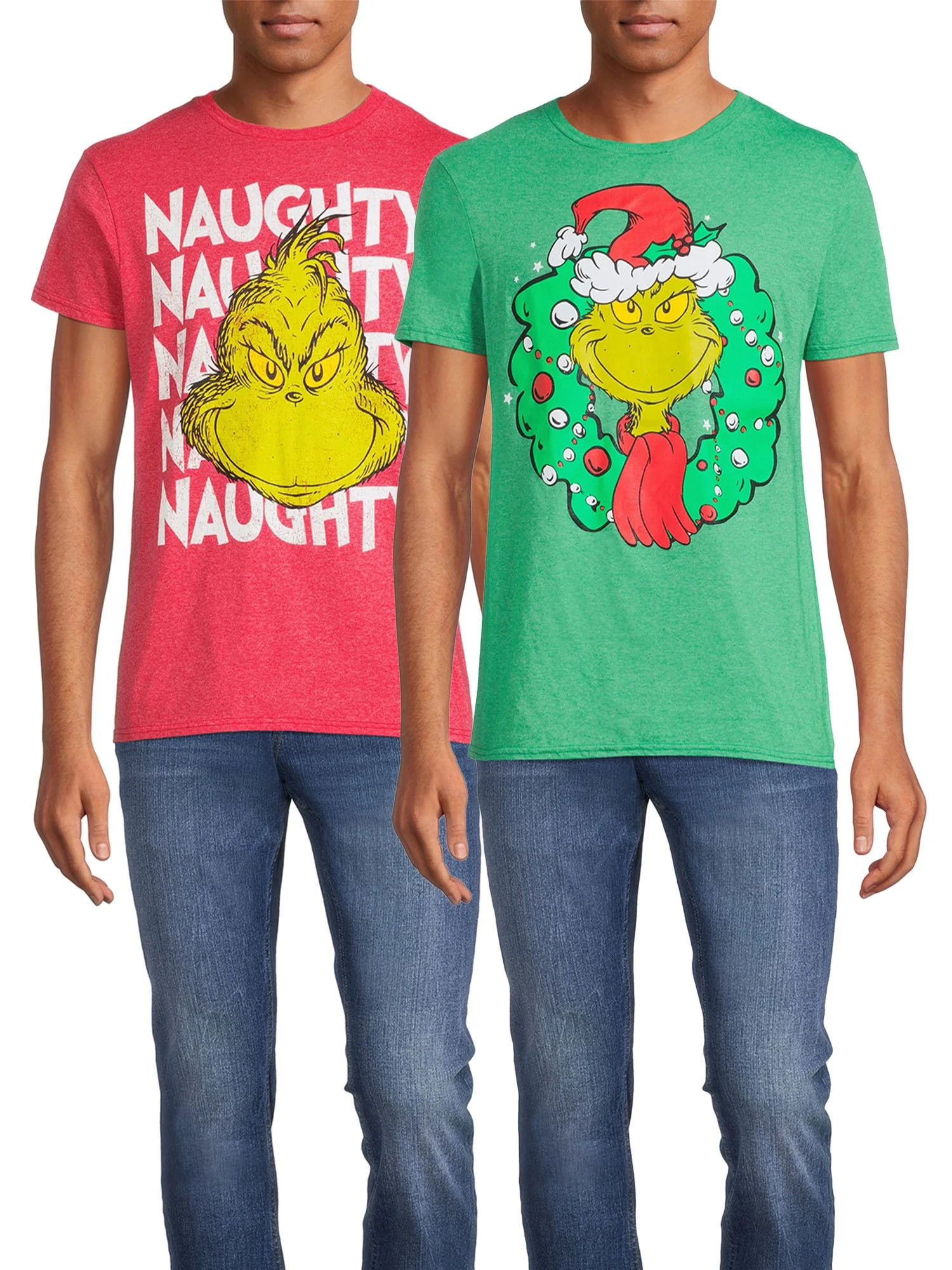 Dr. Seuss The Grinch Christmas Men's & Big Men's Graphic Tees, 2-Pack | Walmart (US)