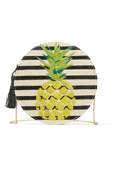 Luna striped woven straw shoulder bag | NET-A-PORTER (US)