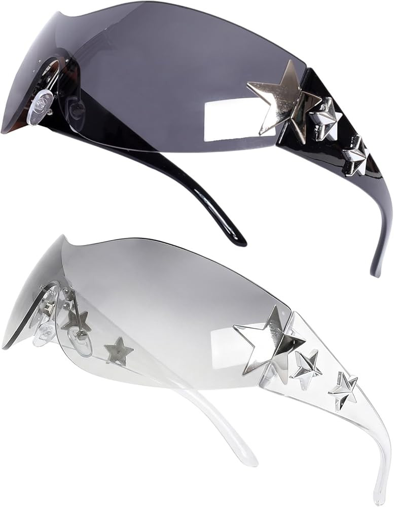 Y2k Fashion Sunglasses Star Sunglasses Oversized Frameless Glasses for Women Men Driving Riding S... | Amazon (US)