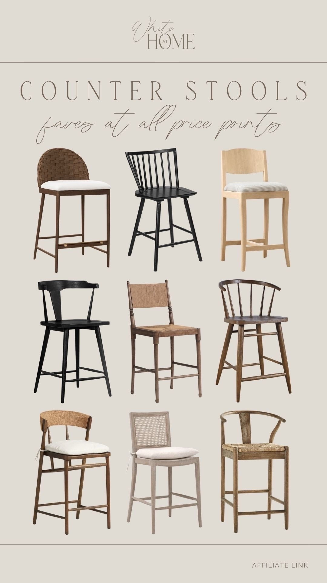 Counter stool favorites at all price points! A mix of wood tones, rattan and upholstered options, and comfortable seating to pair at your island! 

#LTKHome