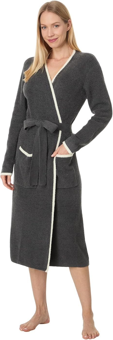 Barefoot Dreams womens Cozychic Ultra Lite Contrast Ribbed Robe | Amazon (US)