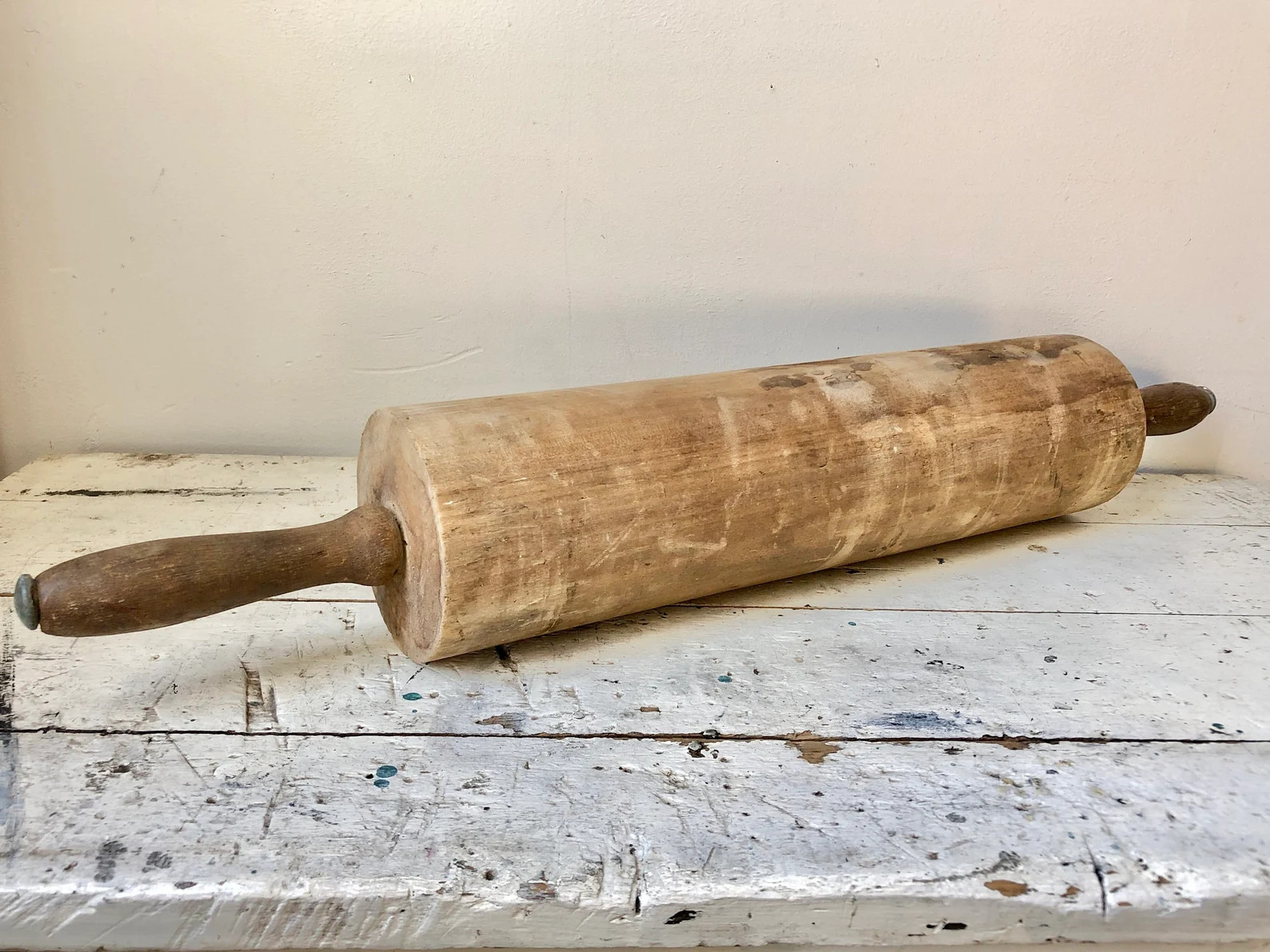 Extra Large Vintage Wooden Rolling Pin With Steel Handle Tips - Etsy | Etsy (US)