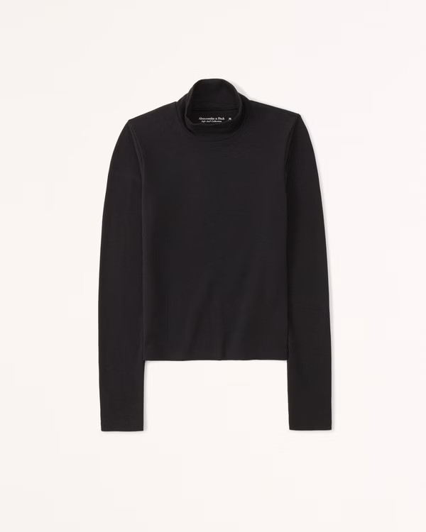 Women's Long-Sleeve Mockneck Top | Women's Tops | Abercrombie.com | Abercrombie & Fitch (US)