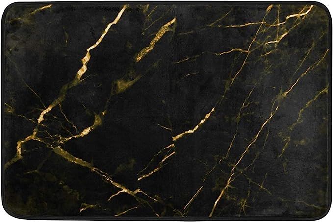 ALAZA Abstract Black and Gold Marble Floor Area Rug Doormat Entrance Floor Mat Bathroom Mat Non-S... | Amazon (US)