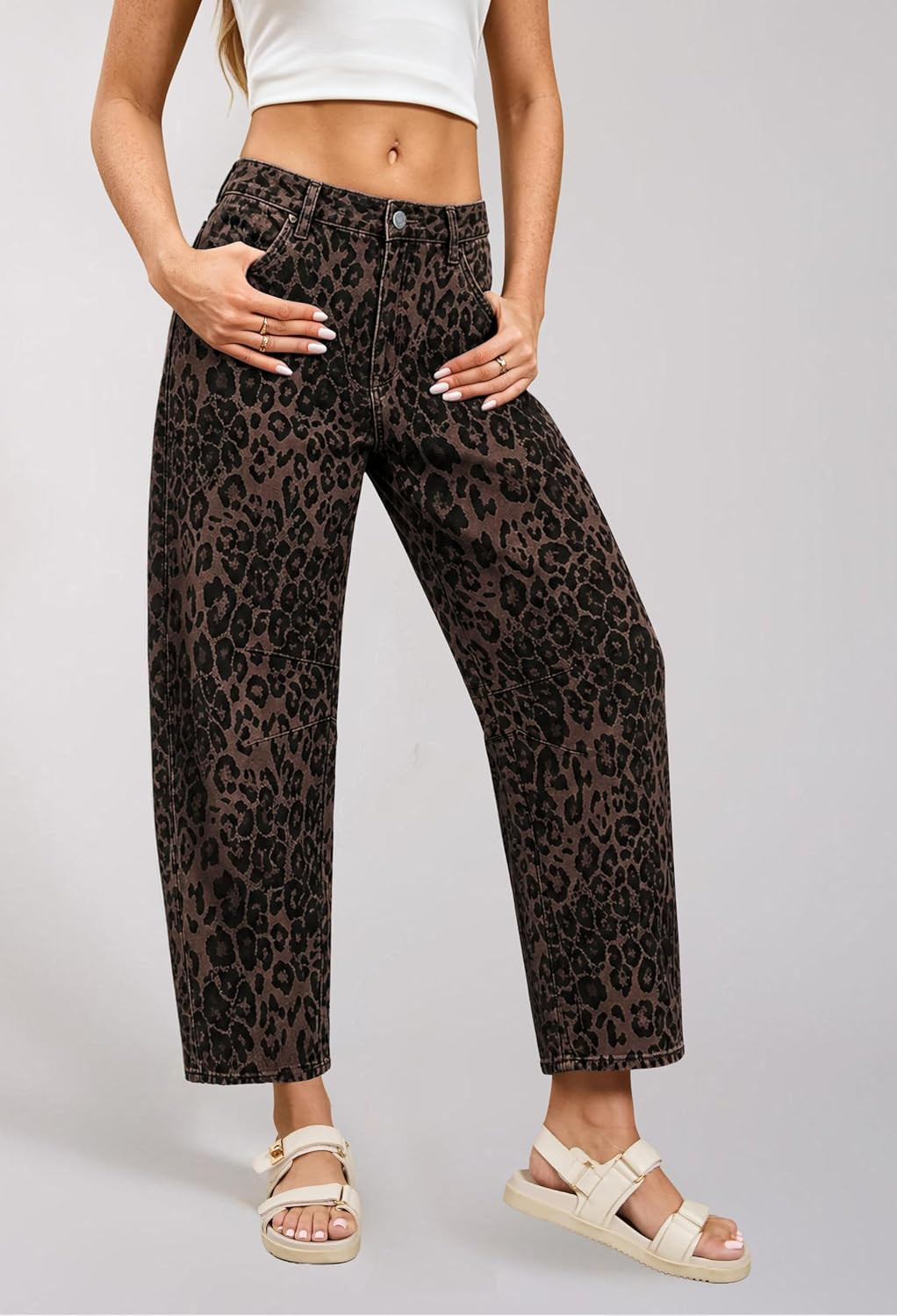Sipaya Barrel Jeans Women Mid Rise Baggy Cropped Ankle Pants | Amazon (US)