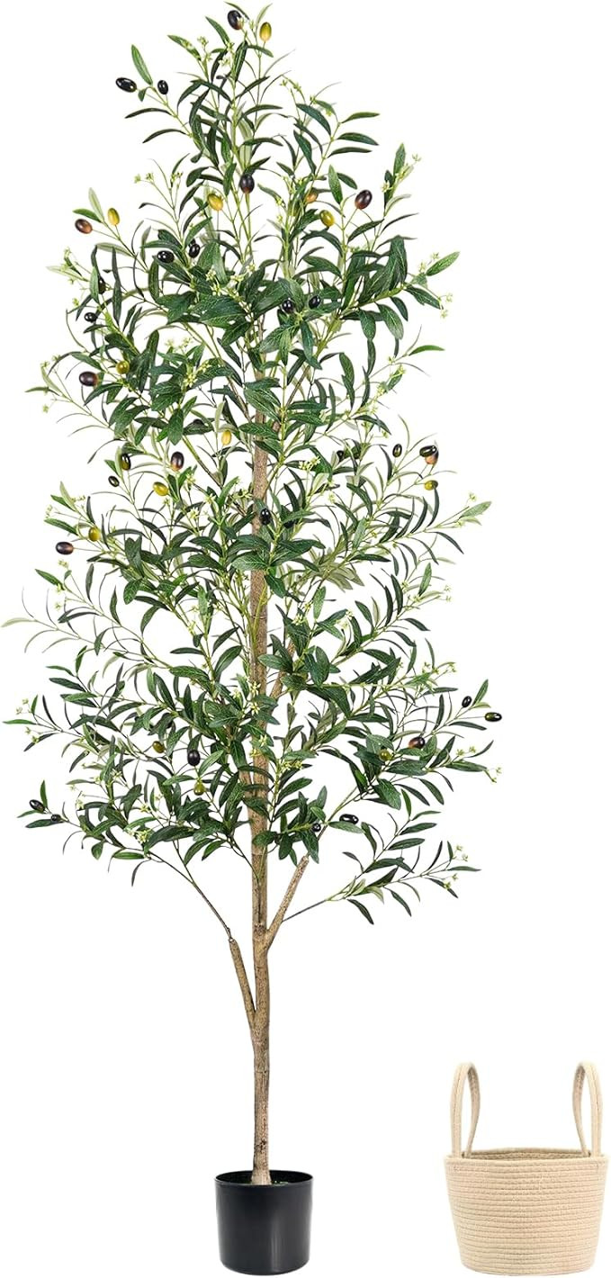 Faux Olive Tree 6FT, Artificial Potted Tree with Planter, Silk Plants Indoor Outdoor, Lifelike Ol... | Amazon (US)