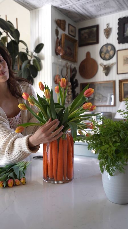 Easter centerpiece 🌷🥕I’ve always wanted to make a floral arrangement using two vases but couldn’t find the perfect size vases that would work together! I found these two at Hobby Lobby in store and I’m excited to make little arrangements like this for different holidays! This easter one was inspired by @mackenziebiehl!! 

I linked 2 vases on Amazon that would work for this arrangement!! 

#floralarrangement #easterdecor #seasonalflowers

#LTKVideo #LTKSeasonal