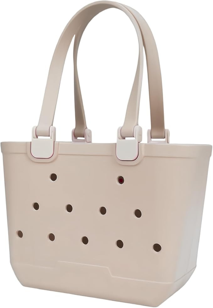 Small Rubber Beach Bag, EVA Travel Mini Tote for Women Waterproof Outdoor Beach Tote Washable Bit... | Amazon (US)