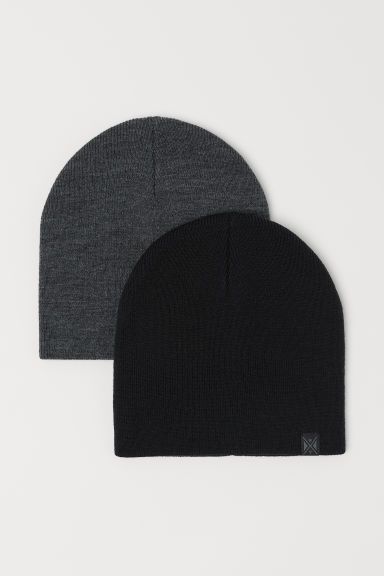 H & M - 2-pack Fine-knit Hats - Gray | H&M (US + CA)