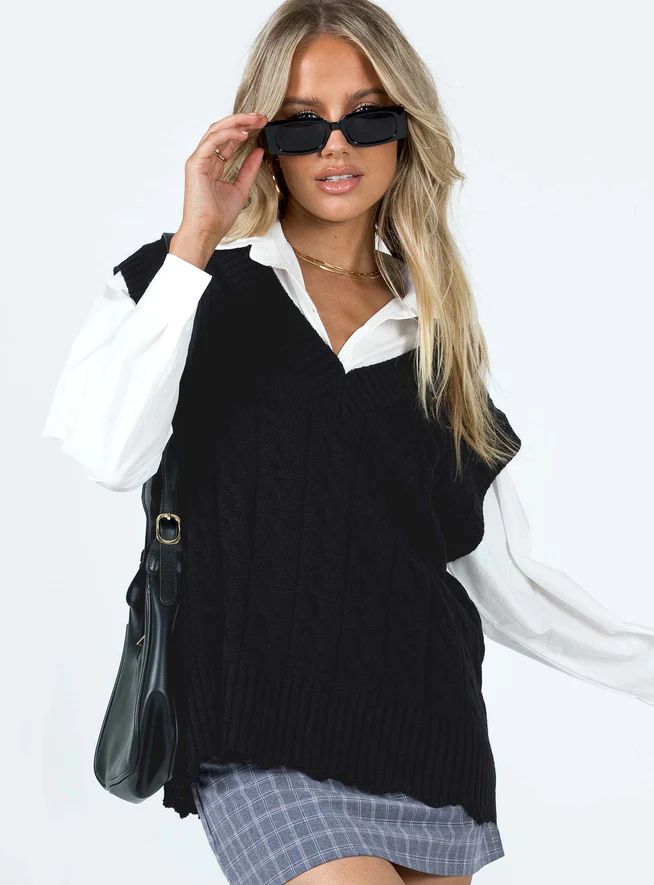 Antonia Sweater Vest Black | Princess Polly US