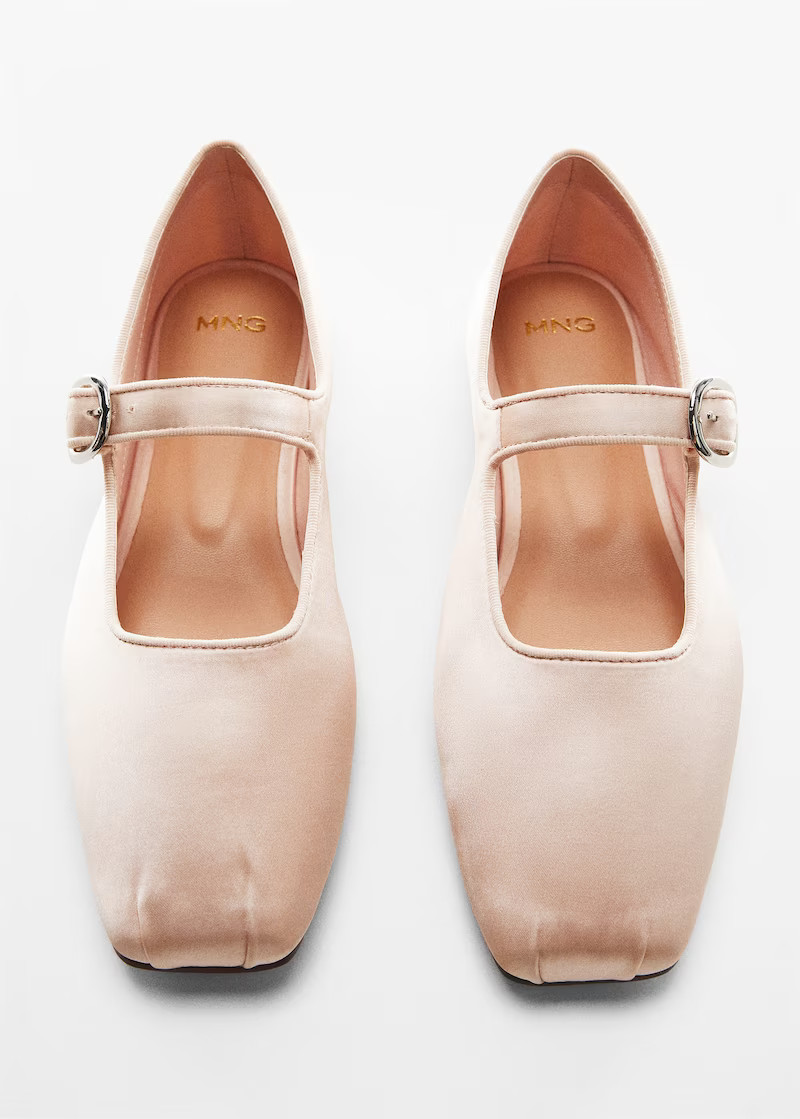 Satin ballerinas with buckle -  Women | Mango USA | MANGO (US)