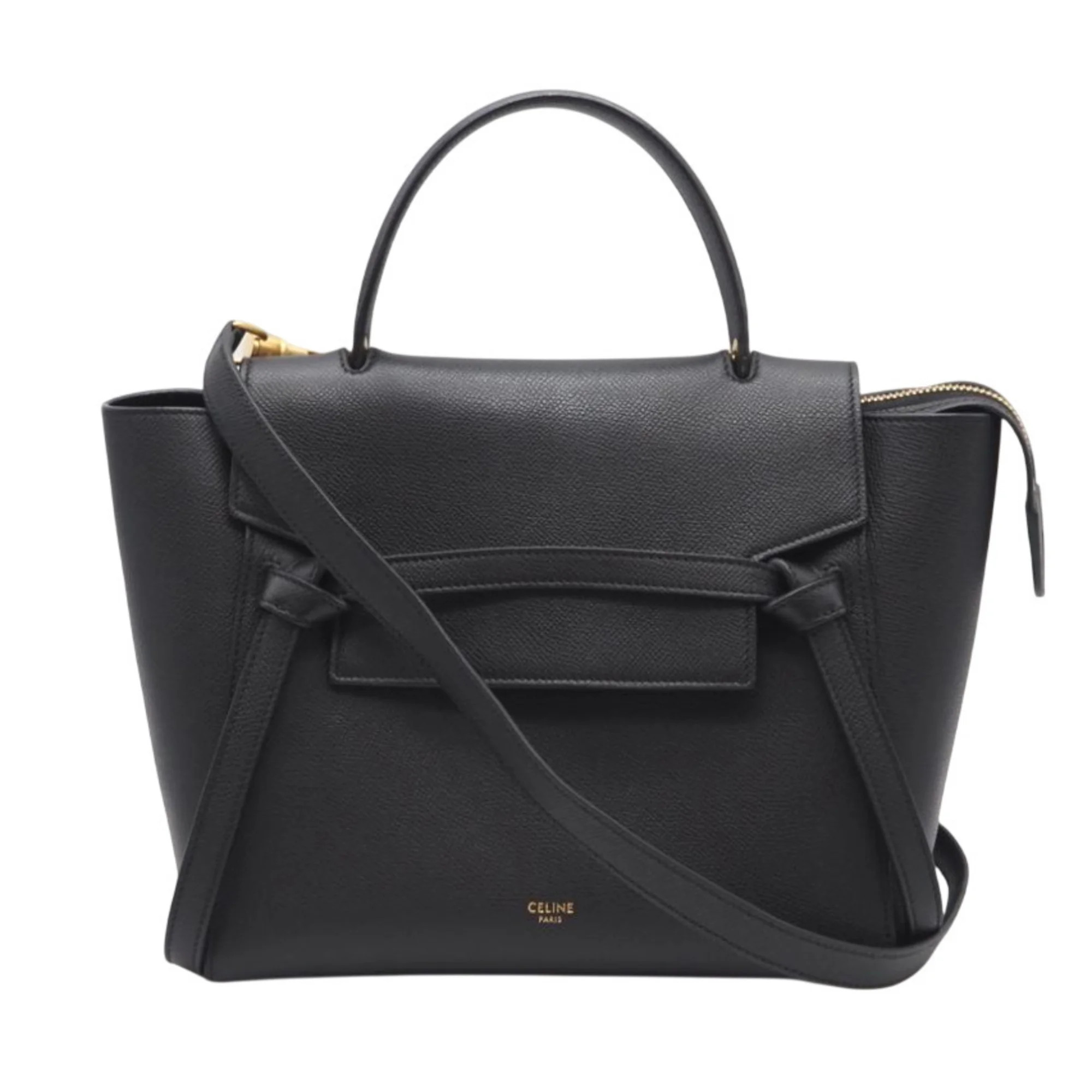 Pre-Owned CELINE Grained Calfskin Micro Belt Bag 180153, 2-way shoulder bag in black grained... | Walmart (US)