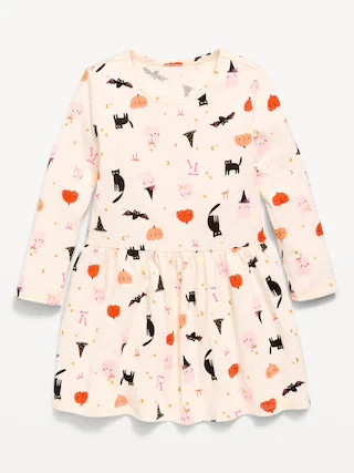 Printed Long-Sleeve Drop-Waist Dress for Toddler Girls | Old Navy (US)