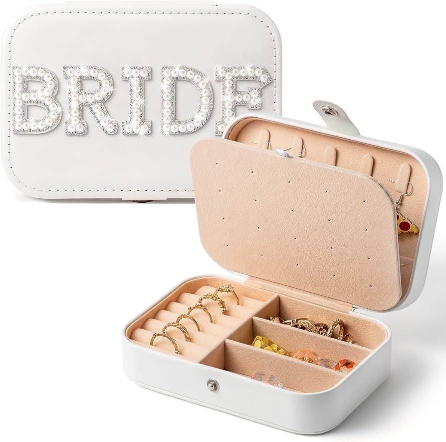Belanttega Bride to be Jewelry Box for Bride Travel Jewelry Box Portable Jewelry Case Jewelry Org... | Amazon (US)