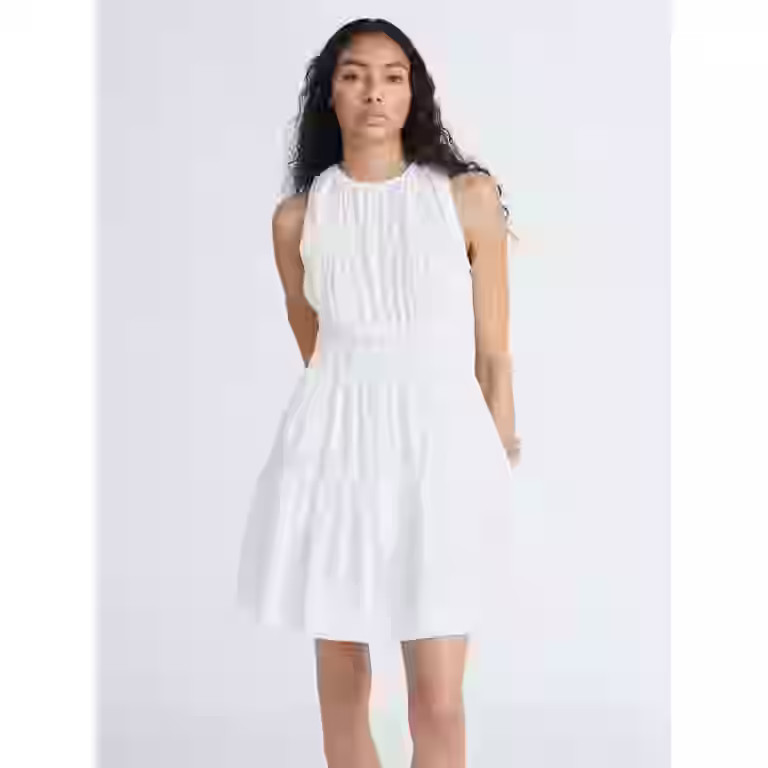 Free Assembly Women's Sleeveless Smocked Cotton Mini Dress with Back Tie, Sizes XS-XXL | Walmart (US)