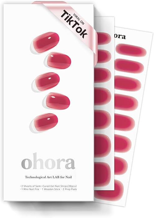 ohora Semi Cured Gel Nail Strips (N Hibiscus Jelly) - Works with Any Nail Lamps, Salon-Quality, L... | Amazon (US)