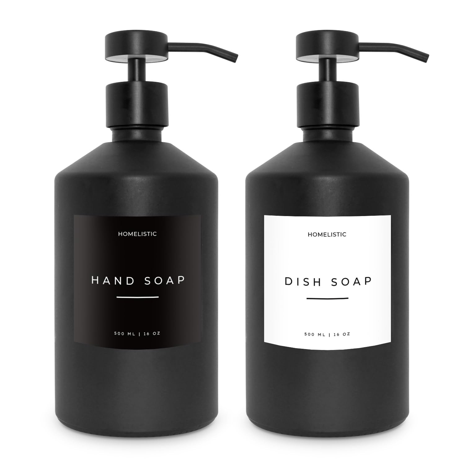 Luxury Glass Soap Dispenser Set of 2 - Elegant Glass Bottles with Matte Black Pumps, Ideal for Ki... | Amazon (US)