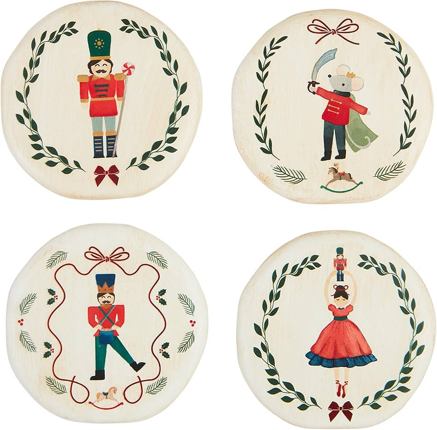 Mud Pie Nutcracker Resin Coasters; 3 1/2" Dia | Amazon (US)