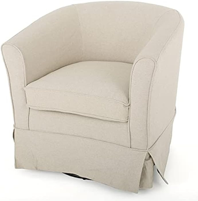 Christopher Knight Home Cecilia Swivel Chair with Loose Cover, Natural Fabric, Dimensions: 28.74... | Amazon (US)