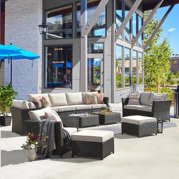Ovios Patio Furniture 12-piece Rattan Wicker Outdoor Sectional Set | Bed Bath & Beyond