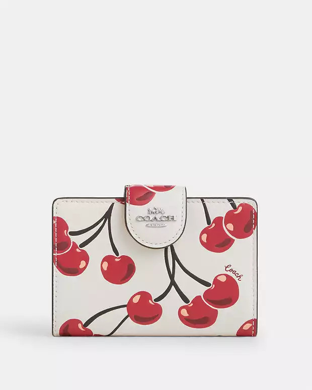 Medium Corner Zip Wallet With Cherry Print | Coach Outlet US