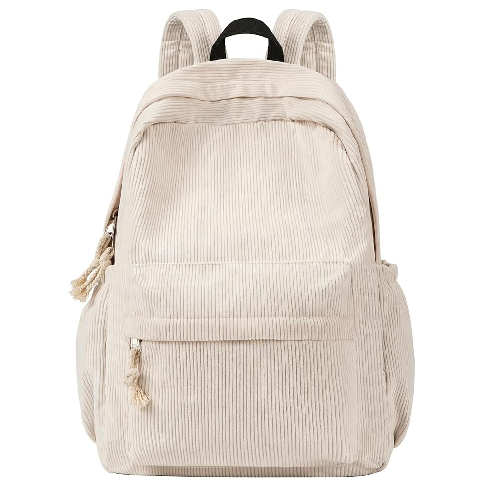 School Backpack for Teens Girls, Corduroy Bookbag with 6X Cute Pin Accessories, Lightweight High ... | Amazon (US)