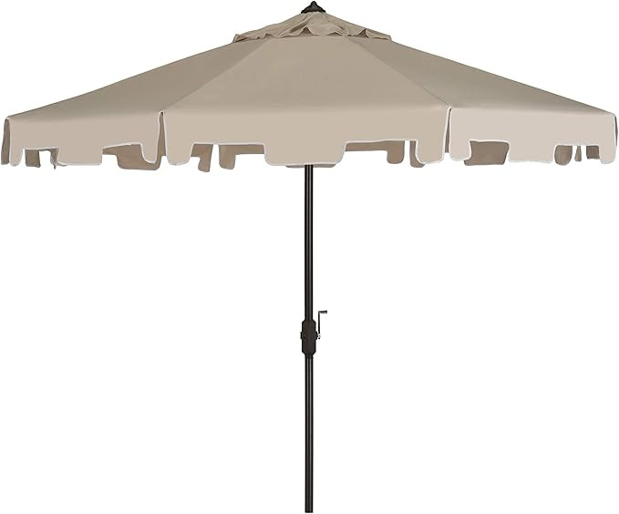 SAFAVIEH 9ft Outdoor Patio Umbrella, Round, Zimmerman Collection, Beige, Button Tilt, UV Resistan... | Amazon (US)