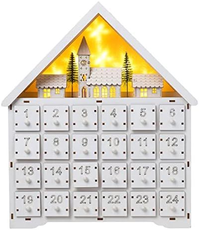 Joiedomi 2021 Christmas LED Wooden Advent Calendar with 24 Drawers DIY Light Up 24 Days Countdown Ad | Amazon (US)