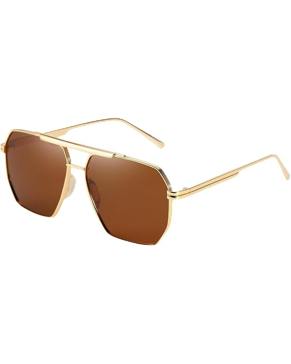 SODQW Oversized Tangle Free Aviator Sunglasses for Women Polarized Double Bridge Sun Glasses for ... | Amazon (CA)