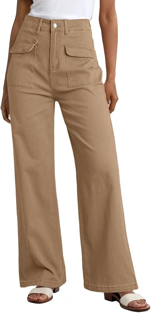 Dokotoo Women's Cargo Baggy Wide Leg High Waist Casual Stretch Pants | Amazon (US)