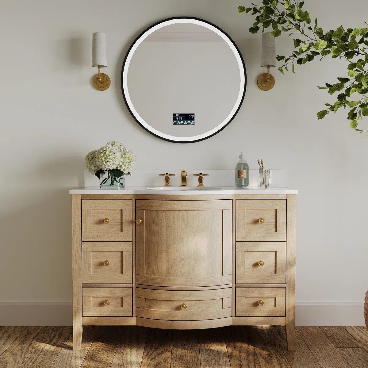 Lauren 42 In. Bath Vanity Set In Oak With White Quartz Vanity Top And White Undermount Basin | Wayfair North America
