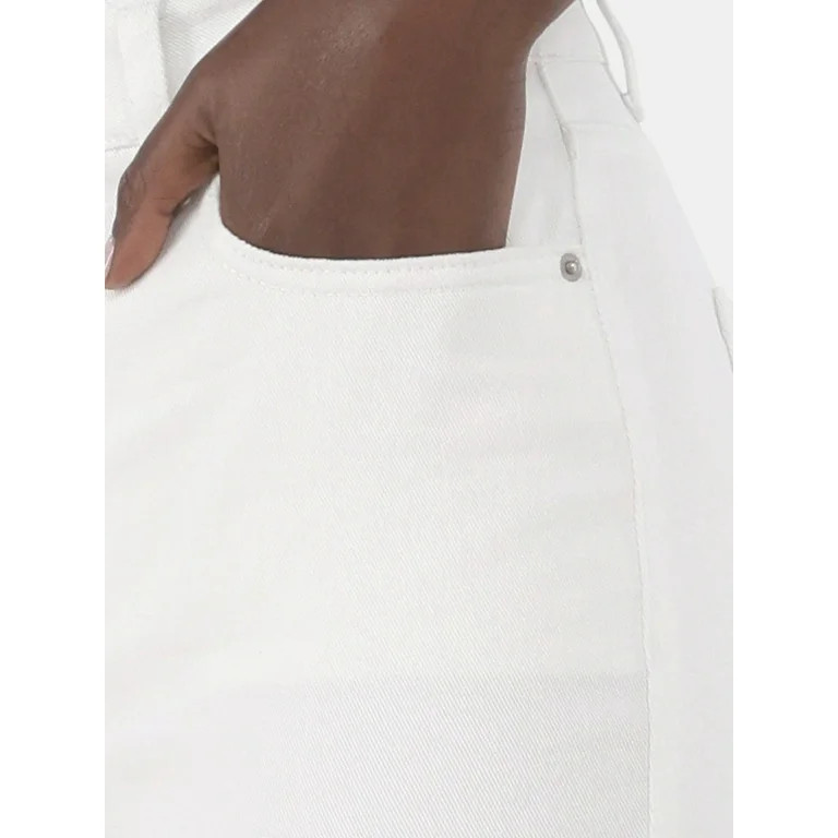 Time and Tru Women's High Rise Button Fly Straight Leg Crop Jeans, 25" Inseam, Sizes 0-22 | Walmart (US)