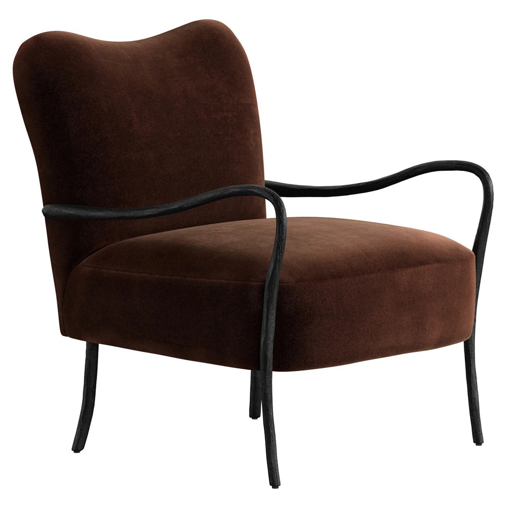 Tarah Monte Chocolate Velvet Arm Chair | Kathy Kuo Home