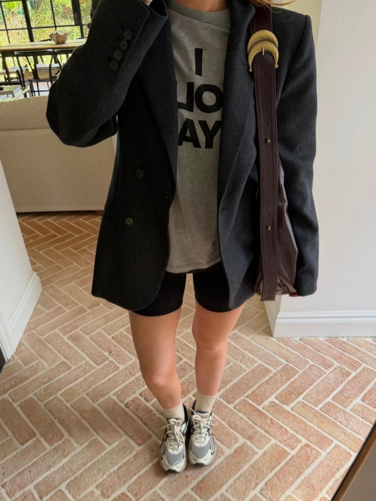 Stealing from my mums wardrobe to recreate Kaia Gerber’s model off duty look 🖤
blazer over tee, oversized blazer outfit, biker shorts outfit, smart casual street style, monochrome black outfit, blazer and shorts, off duty model style, NYC street style, elevated casual, graphic tee styling, layered basics, minimal street style, summer blazer look, biker shorts styling

#LTKuk #LTKspring #LTKeurope