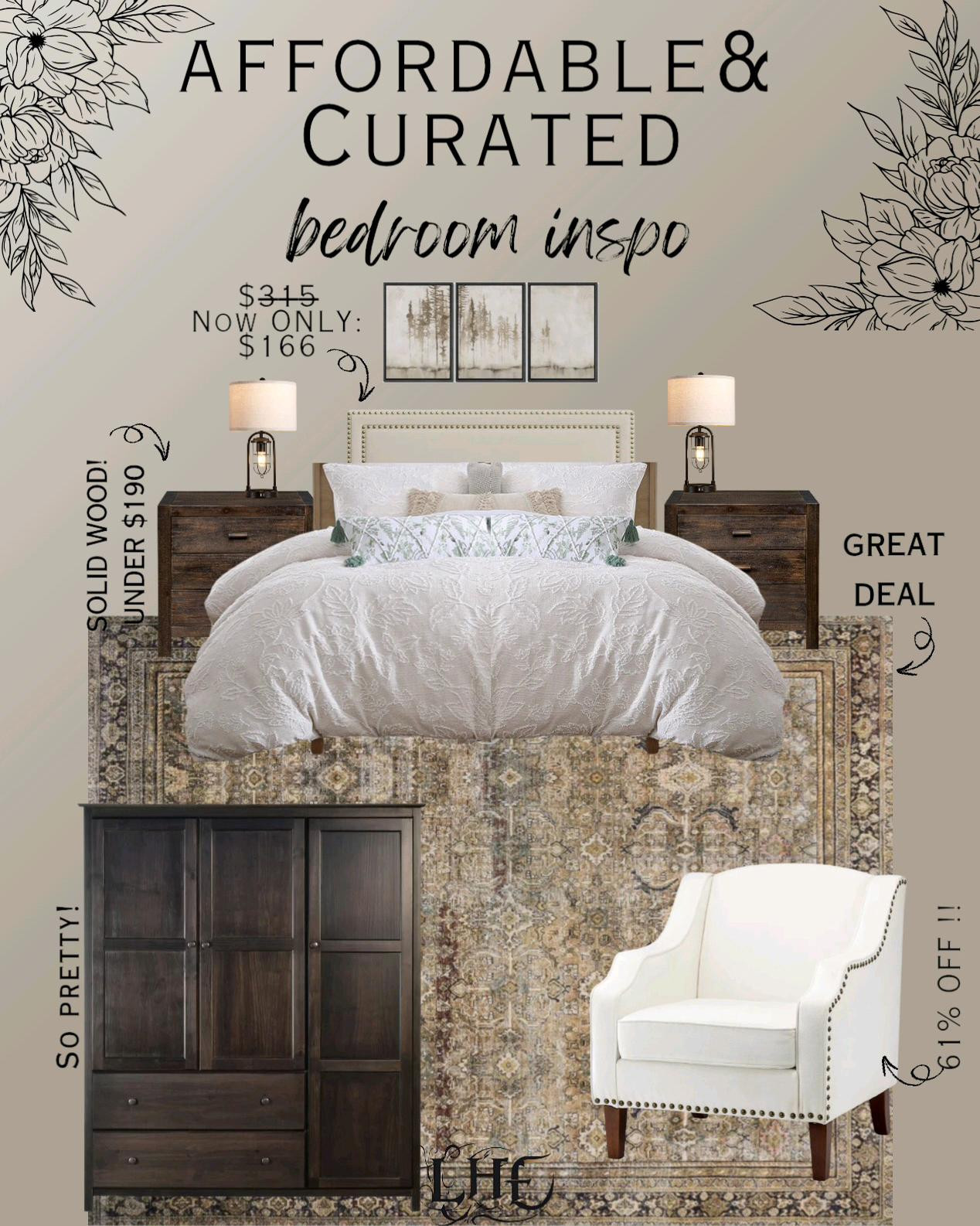 Affordable and curated bedroom inspo! Shop by clicking the thumbnails below 👇.  . . Affordable nightstands, affordable home, affordable bedroom furniture, modern farmhouse bedroom, modern farmhouse, bedroom inspo, affordable furniture, Armoire, bedroom chair, sitting chair, bedroom furniture, amazon rug, affordable rug, bedroom rug, table lamp, nightstand lamps, bedroom wall art, wall art, bedding, master bedroom bedding, bedding inspo, comforter, bedding set, bedding frame, bedframe, farmhouse bedroom, farmhouse bedroom inspo 

#LTKSaleAlert #LTKHome #LTKStyleTip