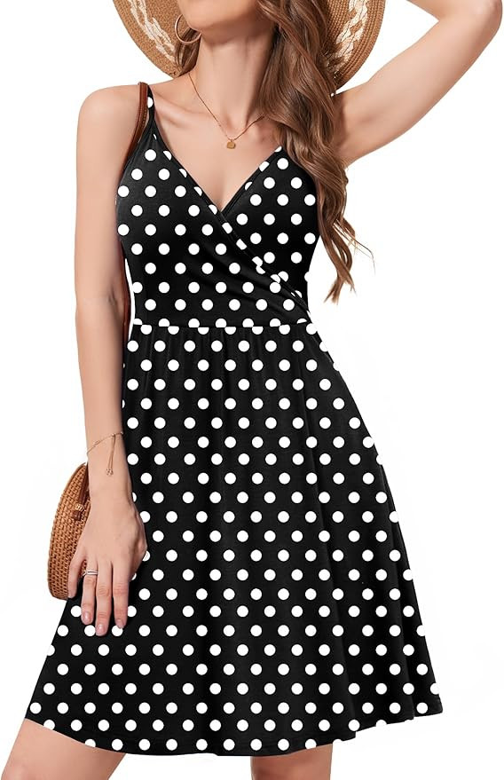 WEACZZY Women's 2026 Summer Dresses V Neck Spaghetti Strap Sundress Casual Beach Flowy Mini Dress... | Amazon (US)