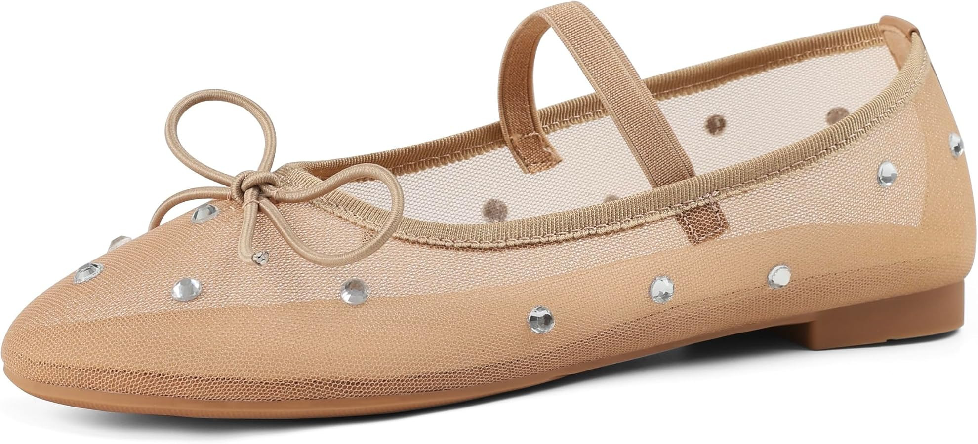 Mesh Ballet Flats for Women Crystal Rhinestone Mary Jane Shoes Comfortable Round Toe Ballerina Fl... | Amazon (US)