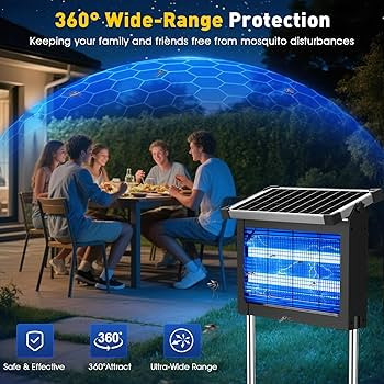 Bug Zapper Outdoor Solar Powered, Zwiran Mosquito Zapper Indoor with 4500V High Powered, Electric... | Amazon (US)