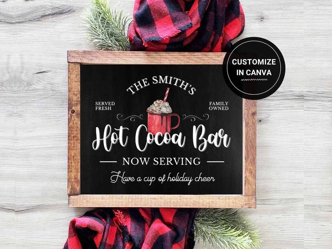 Hot Cocoa Sign Personalized Hot Chocolate Sign Coffee Bar - Etsy | Etsy (US)