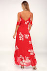 Love in Bloom Red Floral Print Off-the-Shoulder High-Low Dress | Lulus (US)