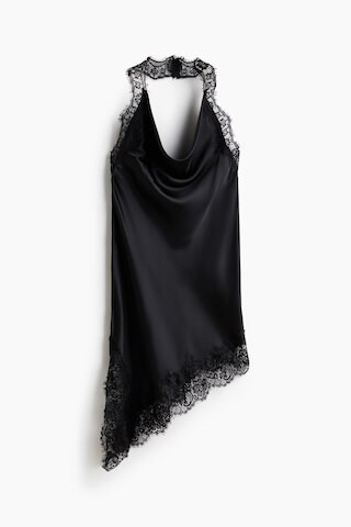 H & M - Satin Halterneck Dress - Black | H&M (US + CA)