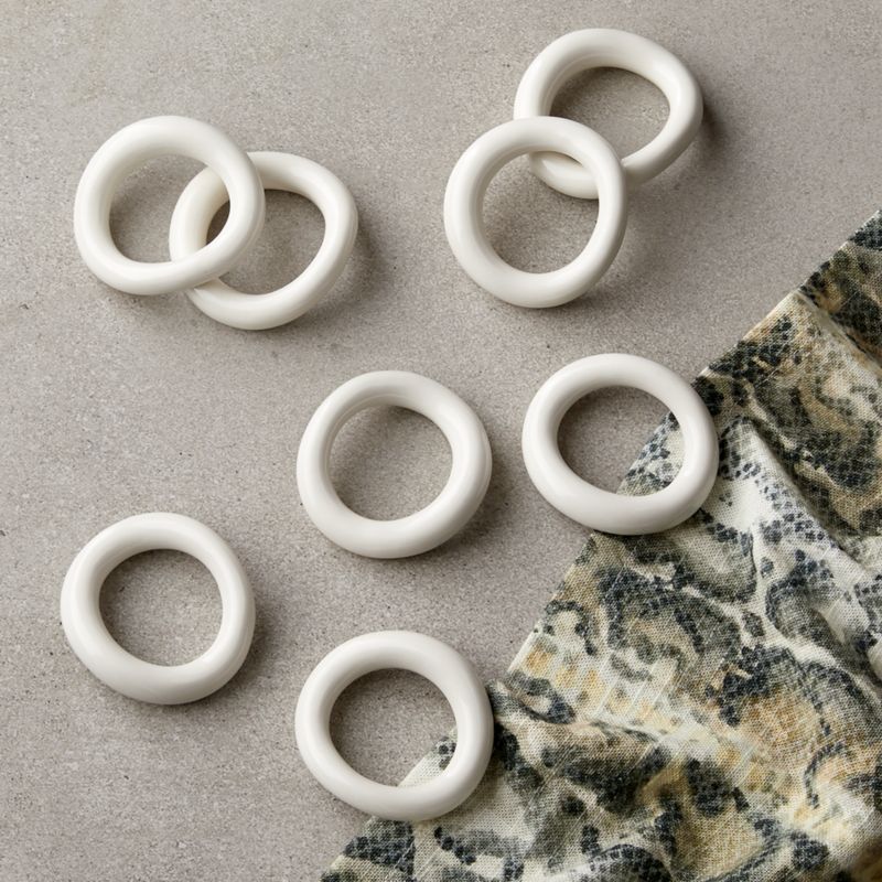 Moore Shiny White Porcelain Napkin Rings Set of 8 | CB2 | CB2