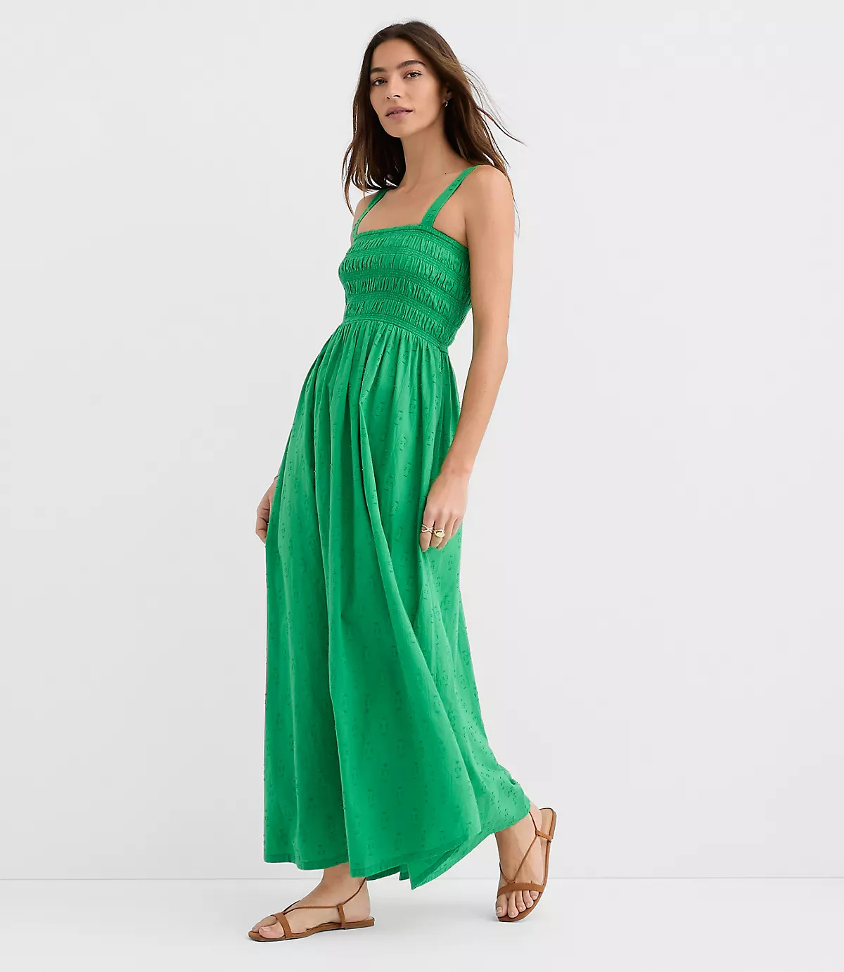 LOFT Beach Ikat Clip Smocked Maxi Pocket Dress | LOFT