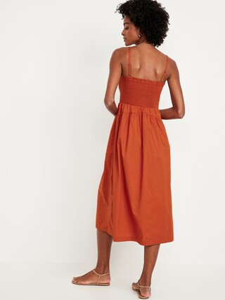 Fit & Flare Smocked Midi Dress | Old Navy (US)